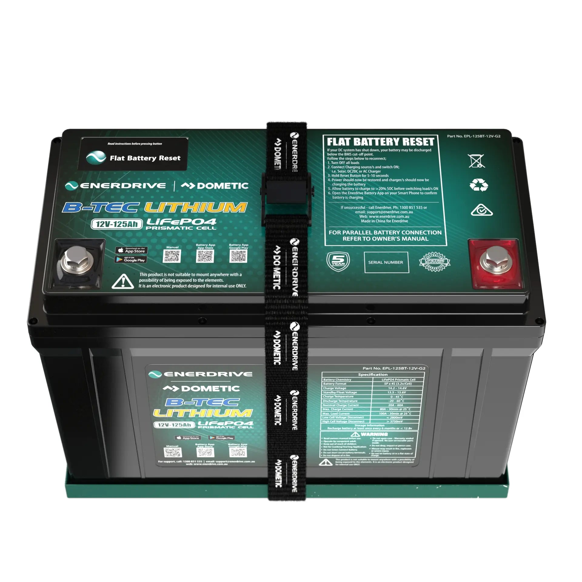 Enerdrive B-TEC 12V 125ah G2 Lithium Battery