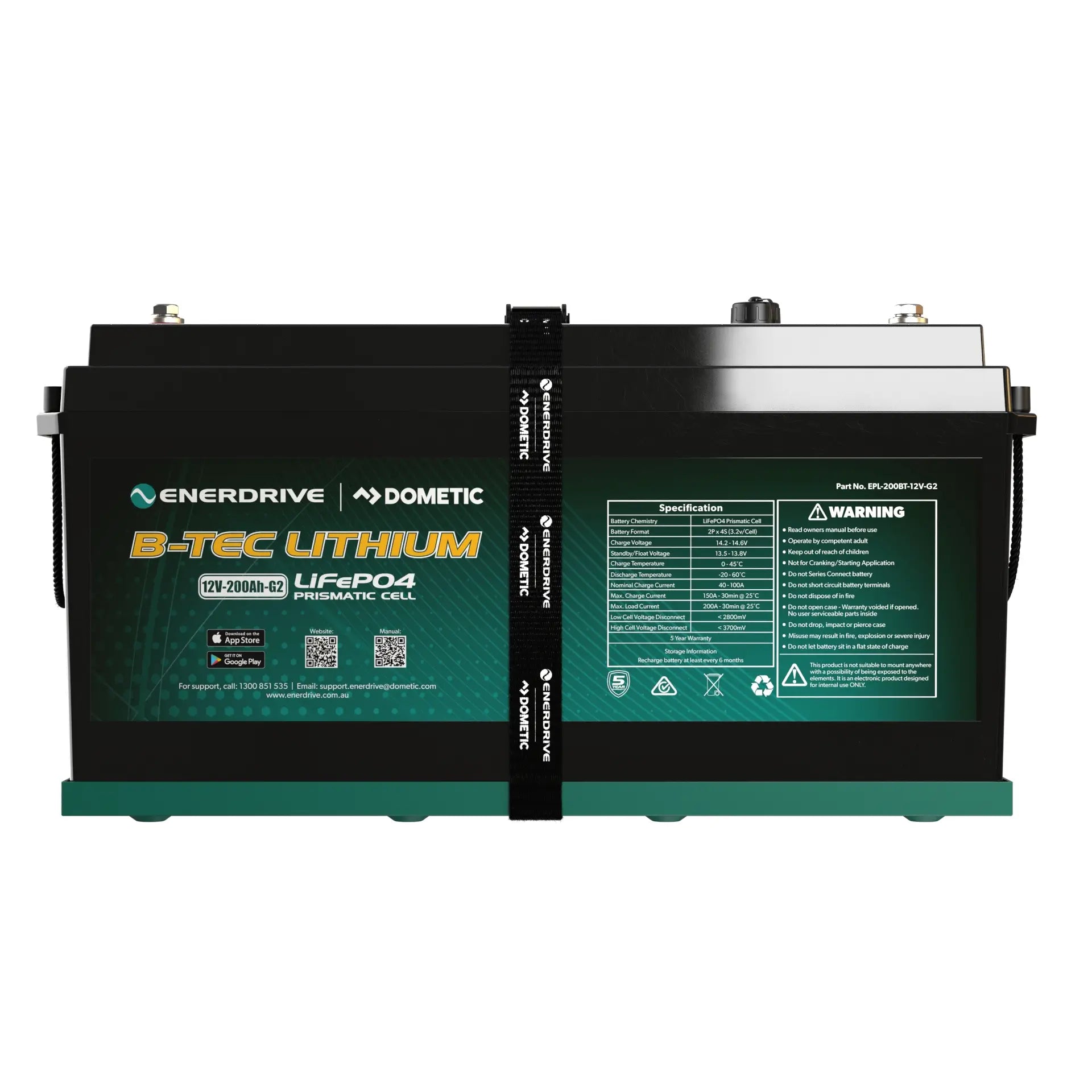 Enerdrive B-TEC 12V 200ah G2 Lithium Battery