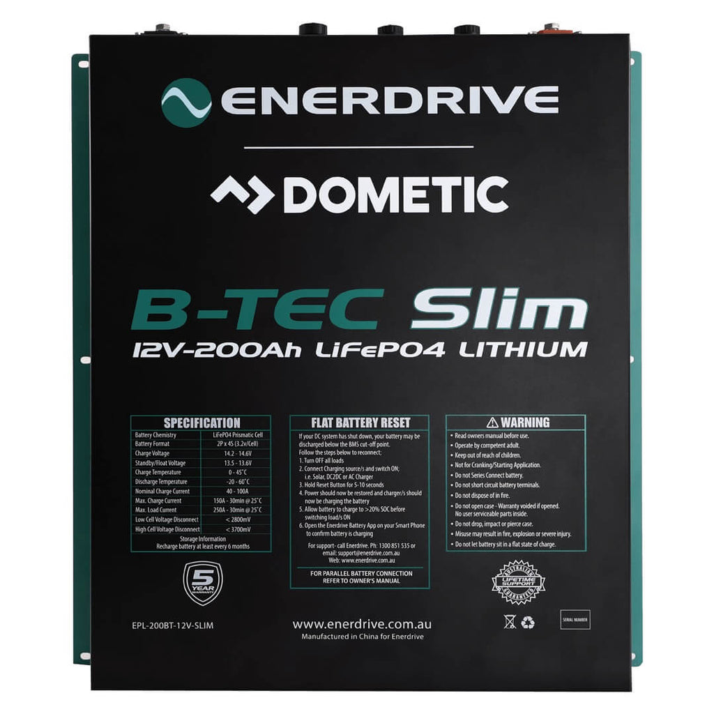 Enerdrive B-TEC 12V 200ah / Lithium Battery Slim Metal Case