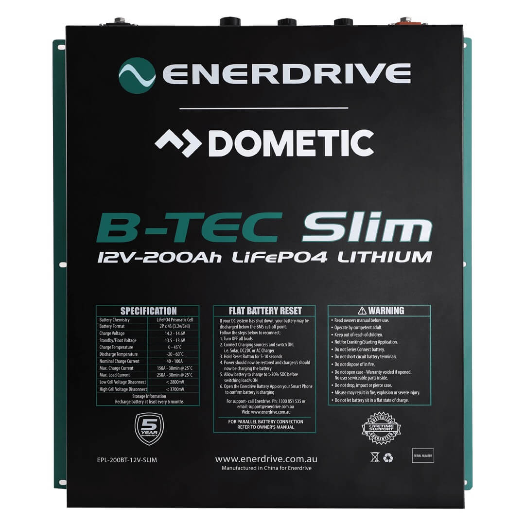 Enerdrive B-TEC 12V 200ah / Lithium Battery Slim Metal Case