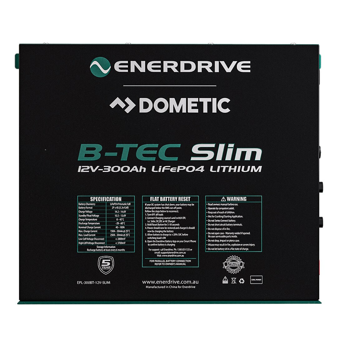 Enerdrive B-TEC 12V 300ah / Lithium Battery Slim Metal Case
