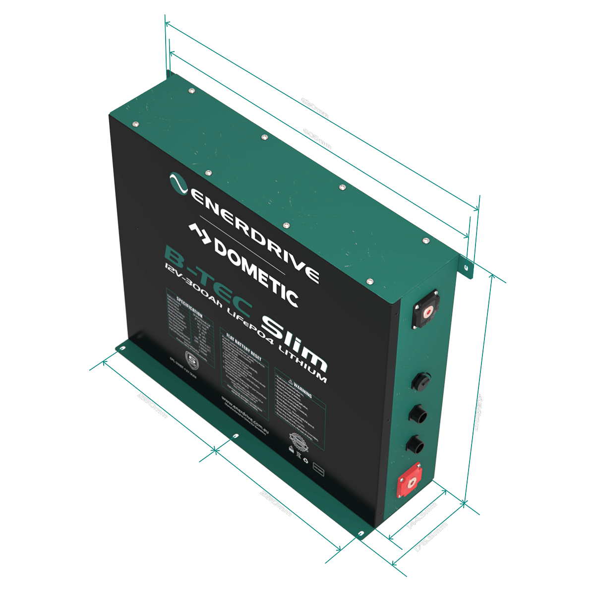 Enerdrive B-TEC 12V 300ah / Lithium Battery Slim Metal Case