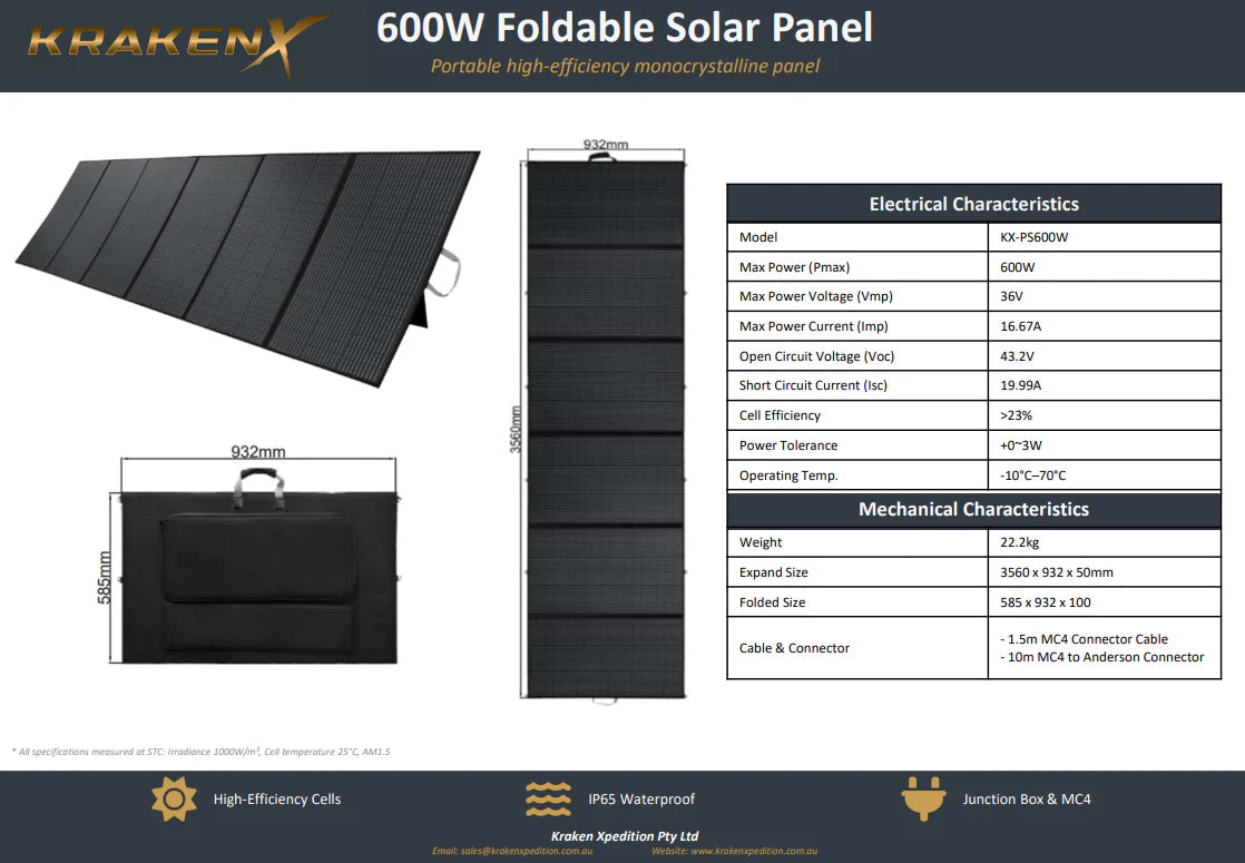 Kraken X Portable Solar Panel 600W
