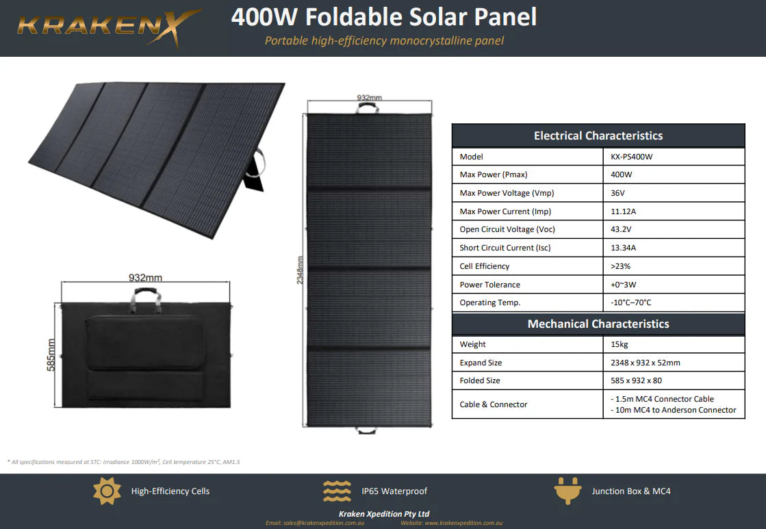 Kraken X Portable Solar Panel 400W