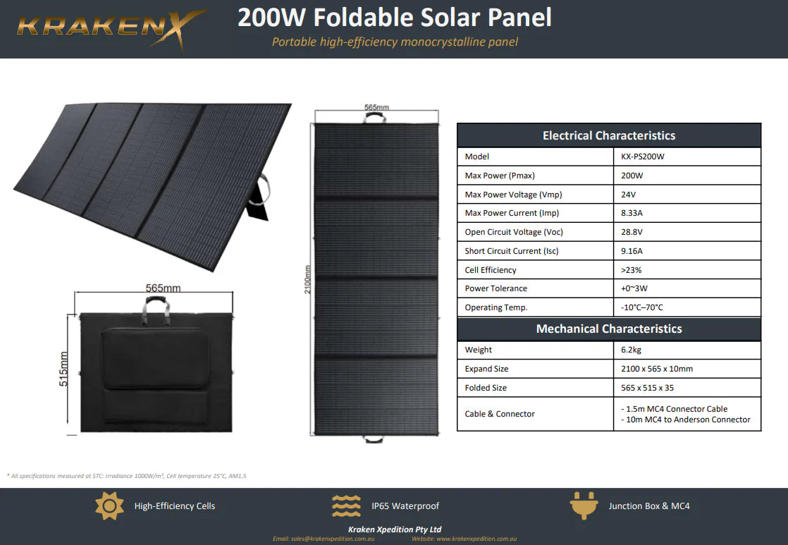 Kraken X Portable Solar Panel 200W